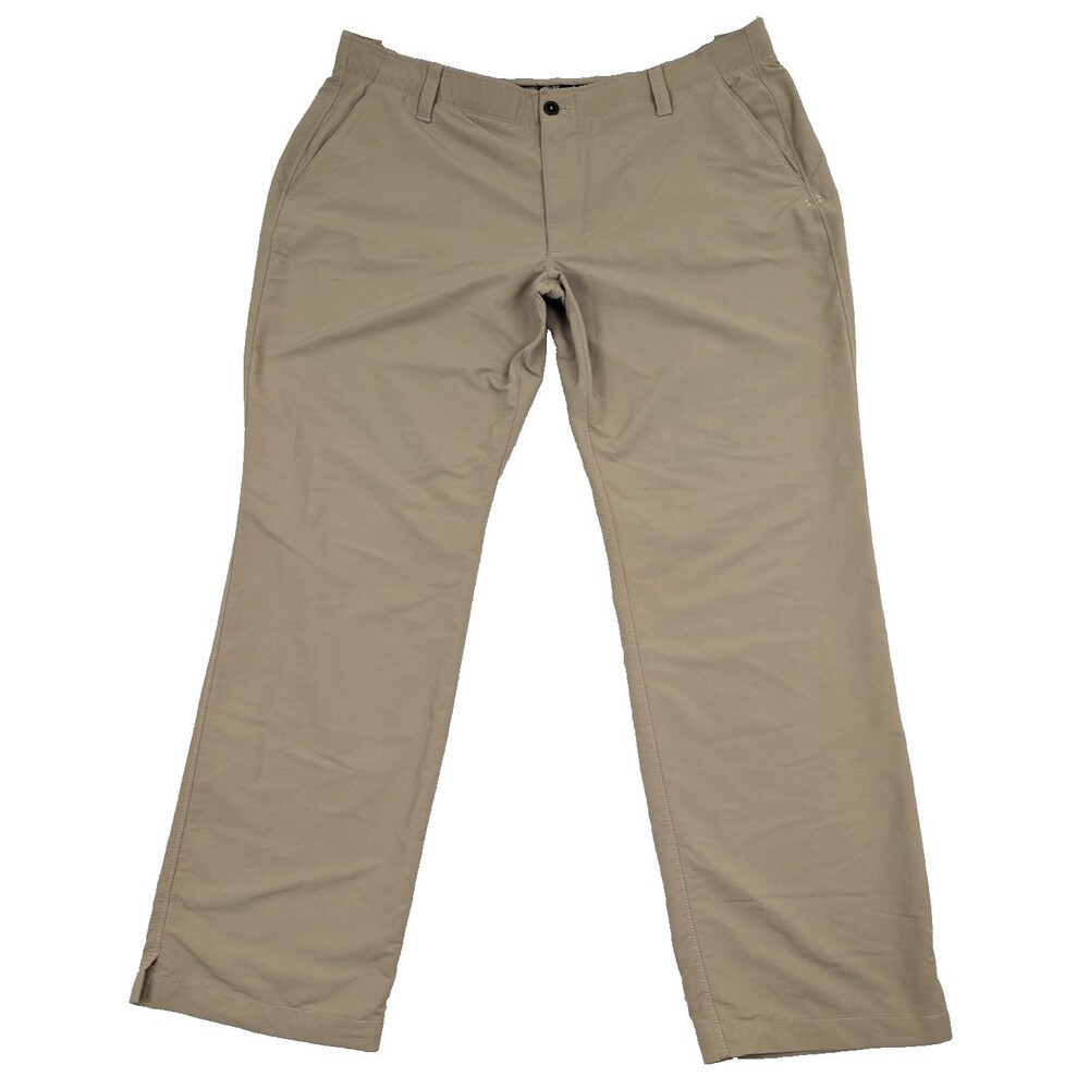 Under Armour Golf Pants Men Flat Front Beige 40x32 Lightweight Moisture Wicking